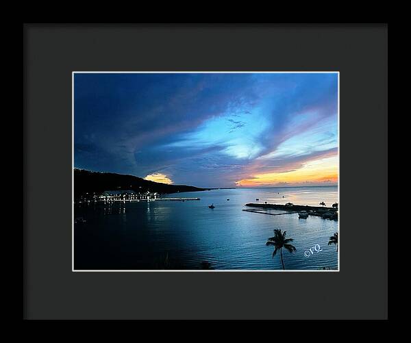 Vibrant Sunset Over Calm Waters - Framed Print