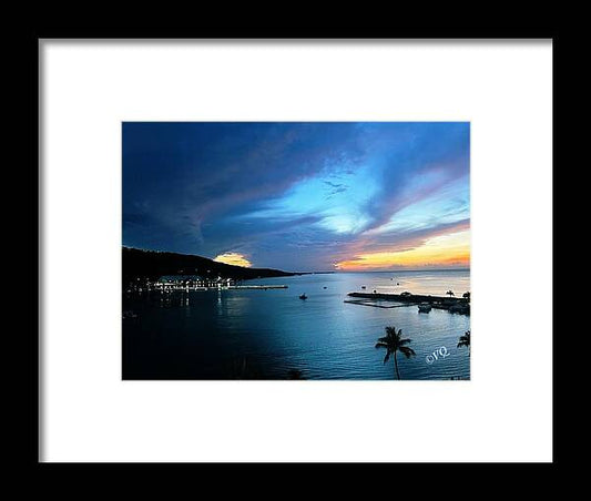 Vibrant Sunset Over Calm Waters - Framed Print