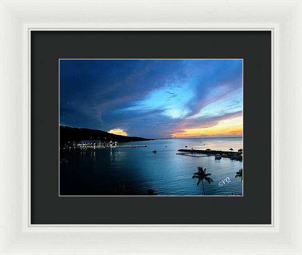 Vibrant Sunset Over Calm Waters - Framed Print