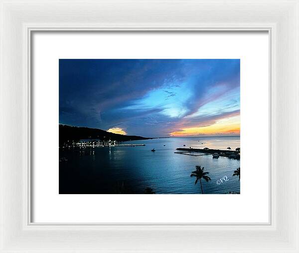Vibrant Sunset Over Calm Waters - Framed Print